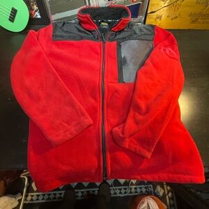 Nautica Competition Red Fleece Performance Jacket with Black Yoke